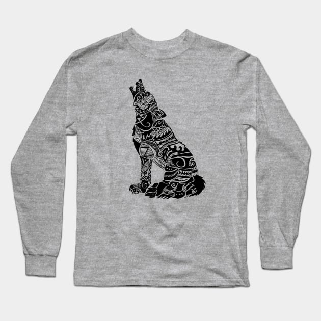 Tribal Wolf Long Sleeve T-Shirt by Abeus